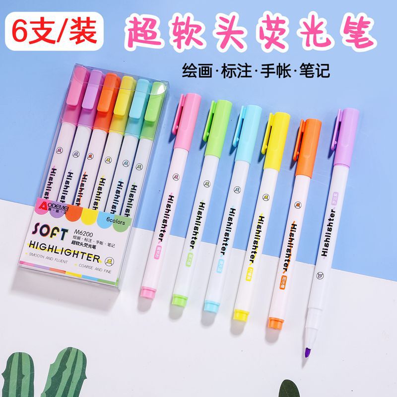 6 Color Highlighter Super Soft Head suit Color Marking Pen for Students Light Color Painting 6 Pack Candy Color Painting Colored Pen 6 Color Highlighter Super Soft Head suit Color Marking Pen for Students Light Color Painting 6 Pack Candy Color Painting Colored Pen