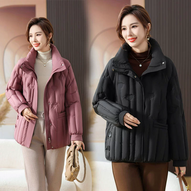 Короткий пуховик для мамы среднего возраста, женский модный новый зимний пуховик среднего возраста 2023 года с подкладкой на утином пуху