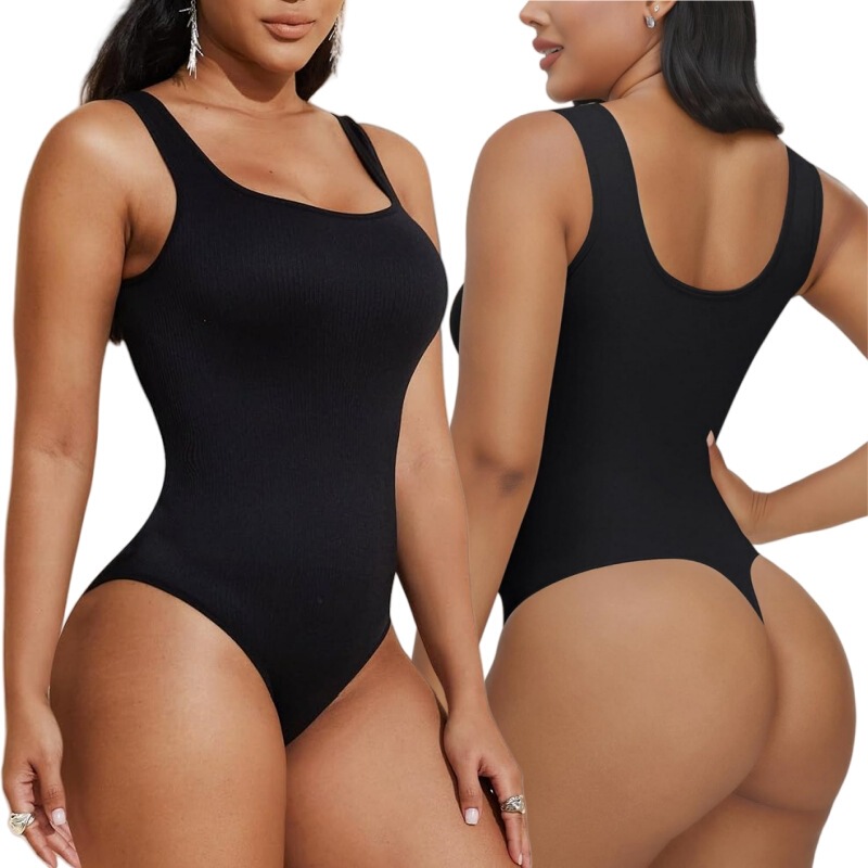 European and American Body-Shaping Jumpsuit U-Neck Slim-Fitting Beautiful Back Wide Shoulder Straps Sexy Thong Belly-Control Body-Shaping Jumpsuit Intimates