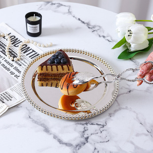 Steel Ball Fruit Plate Spoon suit Wedding Baking Cake Dessert Dried Fruit Plate Aromatherapy Jewelry Decorative Tray