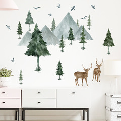New LD94159 Nordic INS-style Deer Green Plant Bedroom Living Room Entrance Beautification Decor Wall Sticker Self-adhesive