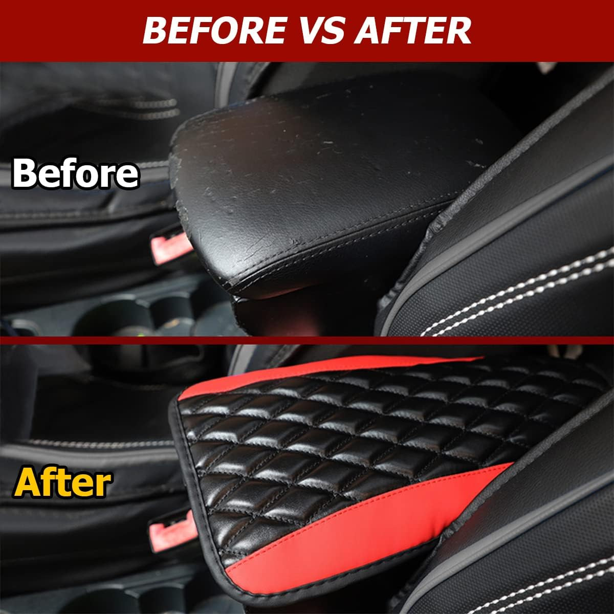 Amazon's new car armrest box, suitable for all seasons, non-slip PU leather diamond-shaped central armrest pad, wholesale