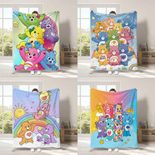 跨境卡通可爱心小熊毛毯柔软舒适法兰绒印花彩色四季毛绒毯沙发毯