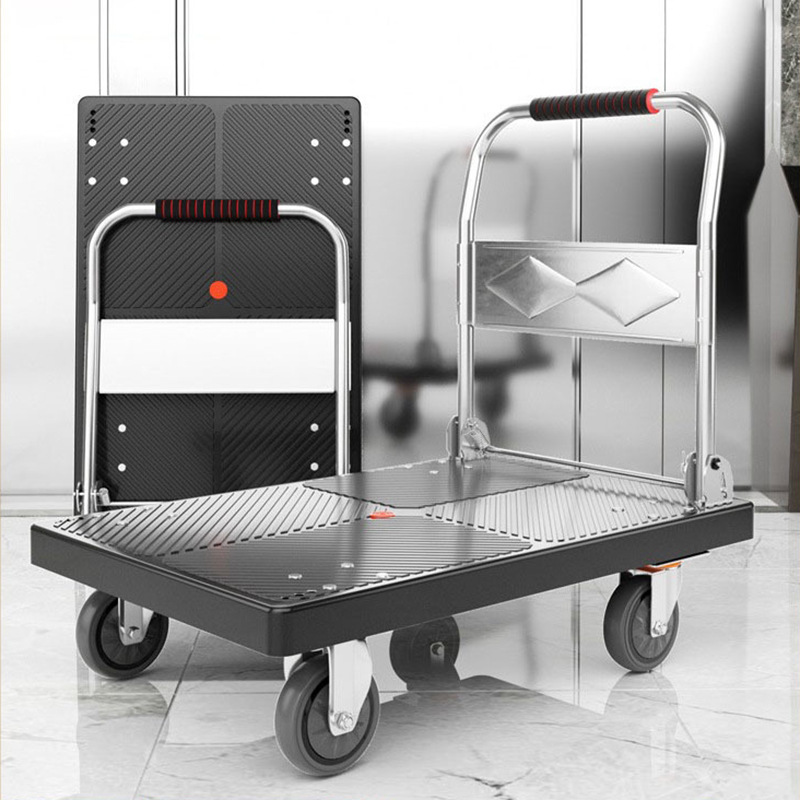 新款小推车拉货手推车搬运车平板车手拉拖车折叠大号家用轻便静音