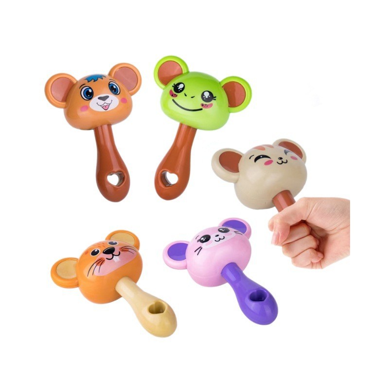 Cross-Border Southeast Asian Hand-Held Rattle Animal Toy for 0 to 3 Months Old, Educational Early Learning Toy for Babies, Head-Raising and Grasping Training, Sand Hammer