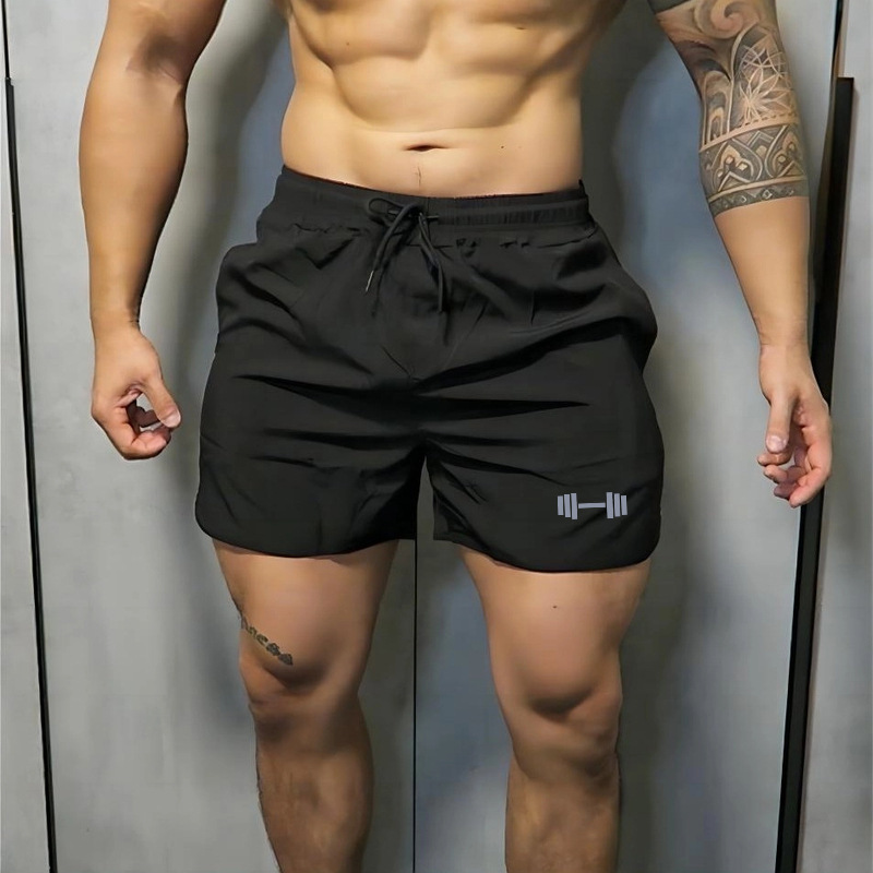 Sports Fitness Ice Silk Shorts Summer Men's Quarter Pants Quick-Drying Breathable Elastic Muscle Type Squat Dog Trendy Brand Sports Fitness Ice Silk Shorts Summer Men's Quarter Pants Quick-Drying Breathable Elastic Muscle Type Squat Dog Trendy Brand