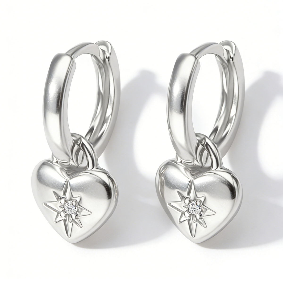 New Simple Star-Shaped Versatile Heart Pendant Exquisite Hoop Earrings Fashionable High-End Gold-Plated Copper Earrings Direct from the Manufacturer