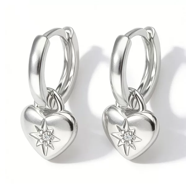 New Simple Star-Shaped Versatile Heart Pendant Exquisite Hoop Earrings Fashionable High-End Gold-Plated Copper Earrings Direct from the Manufacturer