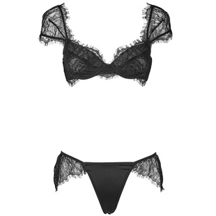 FQ2679 BELLA eyelash lace sleeve thin bra low waist microfiber thong women's underwear set