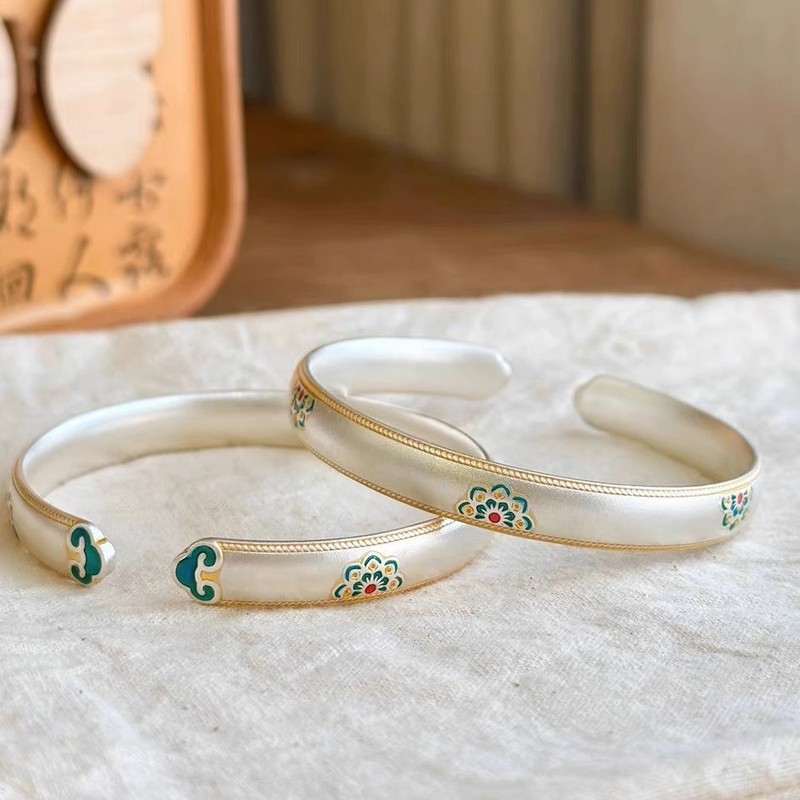 東洋の逸品！古代の金彩エナメル宝花如意ブレスレットは、絶妙でエレガントで豪華な古代の魅力を示しています。|undefined
