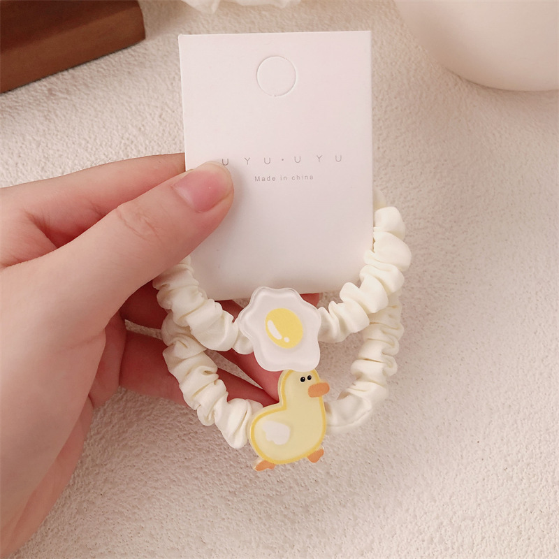 Hermosa niña acrílico pato cuerda de cabeza temperamento de alta elasticidad intestino delgado anillo de cabello universal huevo correa de cabello correa