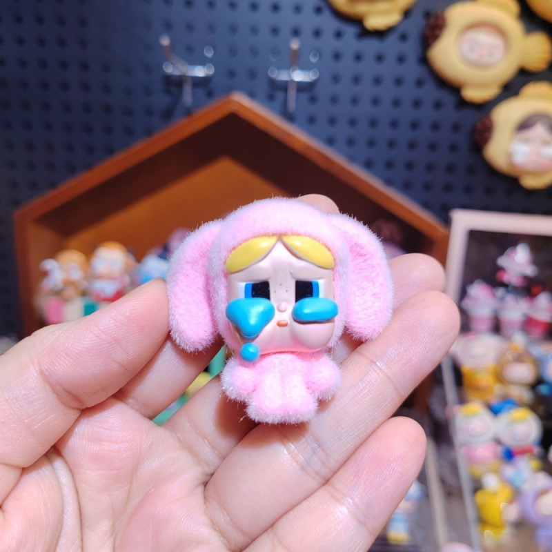 泣き虫ベビー植毛シリーズ 泣き虫ベビーうさぎちゃん 小花ちゃん PVC素材 かわいい改造ベビー キーホルダーにもなる かわいいペット|undefined
