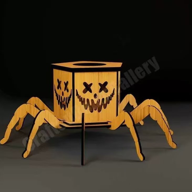 クロスボーダー新製品ゴーストハロウィンスパイダーミニランタン燭台装飾面白い装飾品木製工芸品|undefined