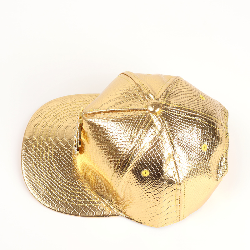 Casquette de baseball en cuir hip-hop à bord plat, à pois, diamant, crocodile, à motifs, pour hommes et femmes, tendance de rue_voghion.com