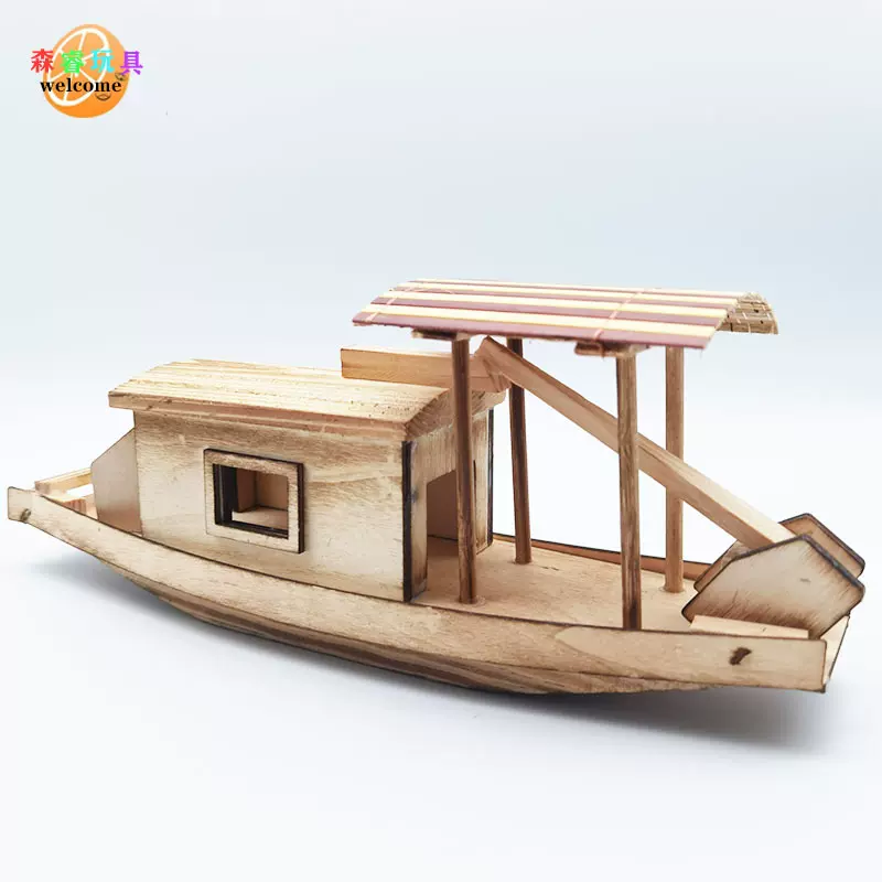 厂家直销木质小渔船乌蓬船模型精美工艺品摆件一帆风顺景区热销