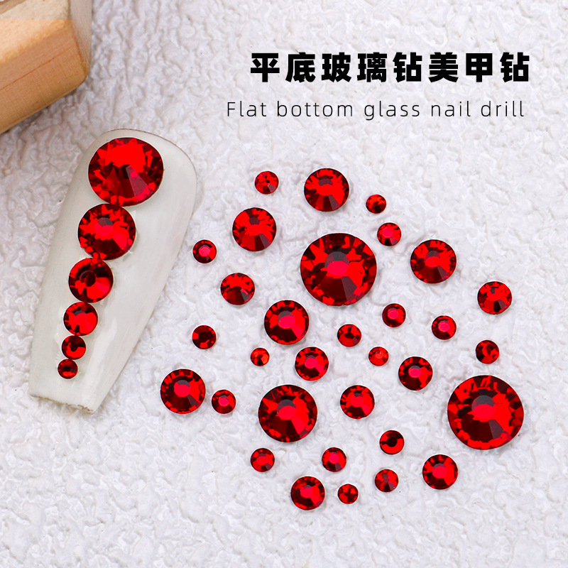 red glass small round sticker for manicure