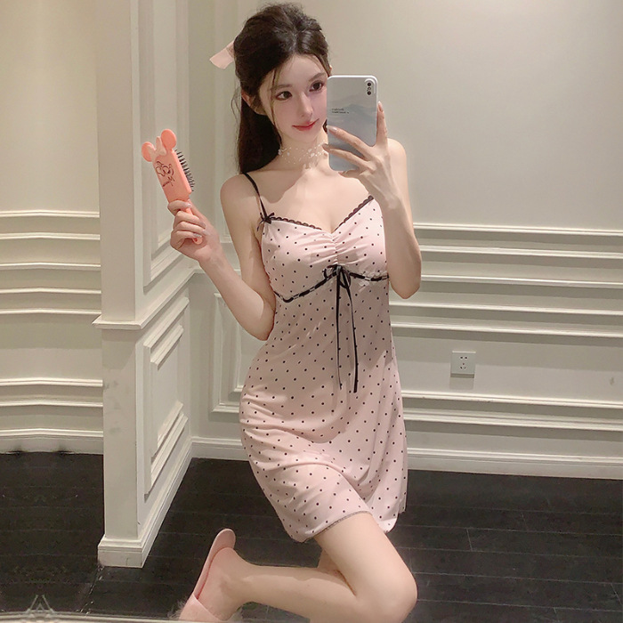 2024 pijama sexy de verano de mujer pijama de cabina gato frío moda chica pura con cojín de pecho vestido de cabina