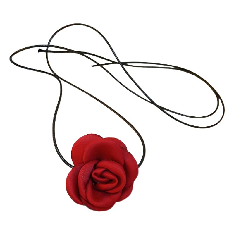 Tela hecha a mano collar de Rosa artificial diseño personalizado temperamento clavícula cadena cercanías collar de moda de alto grado