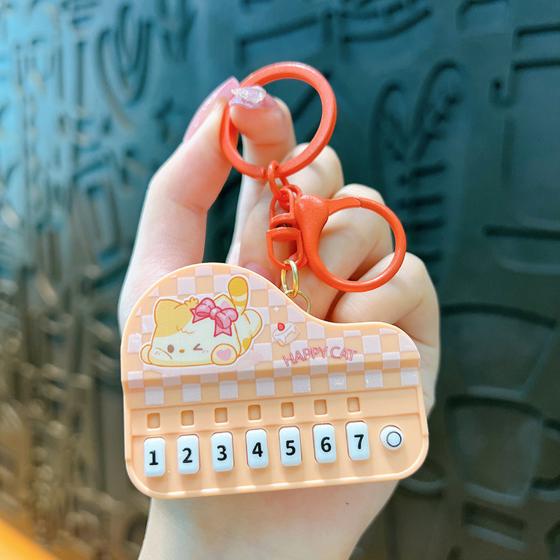 クリエイティブミニピアノキーホルダー発光ハンドヘルド音楽電子キーボードおもちゃバッグペンダントペンダントグラビアギフト|undefined