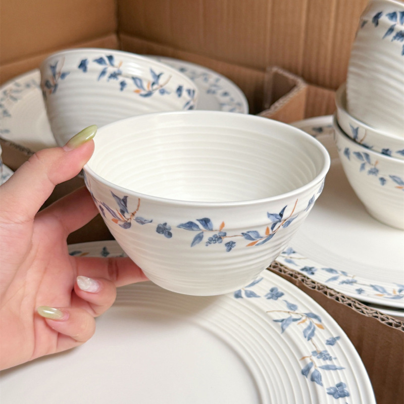 Especially Beautiful Rice Bowls and Plates for Home Use, with a High-End Feel, Underglaze Color, Personal Use, High Aesthetic Value, Porridge Bowls, Ceramic Tableware Especially Beautiful Rice Bowls and Plates for Home Use, with a High-End Feel, Underglaze Color, Personal Use, High Aesthetic Value, Porridge Bowls, Ceramic Tableware