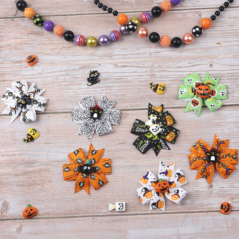 Hairpin Event & Party Supplies Halloween Funny Halloween Pattern Rib Ribbon Party Hairpin