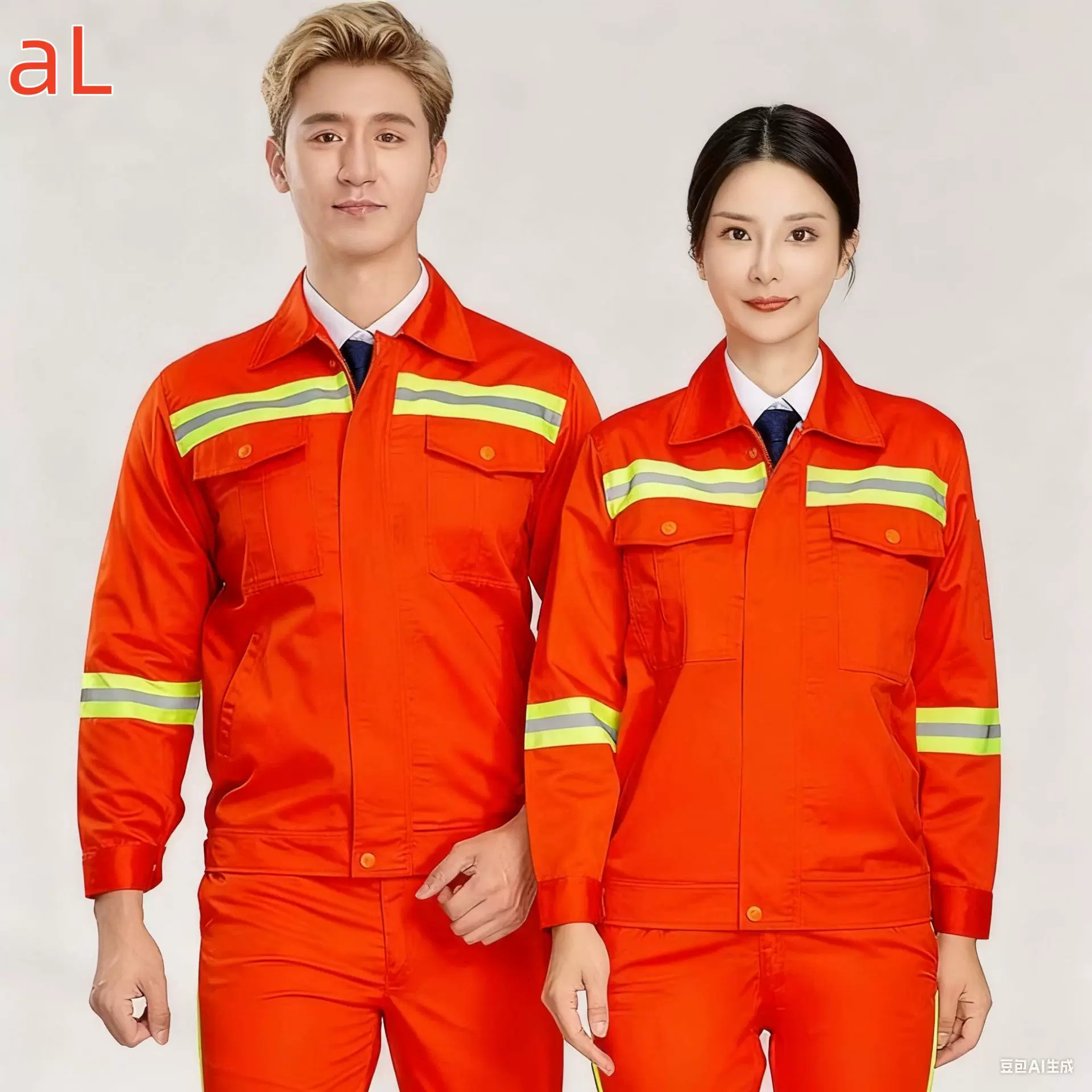 夏款长袖工作服套装男耐磨环卫市政园林工厂反光条劳保服工服印字