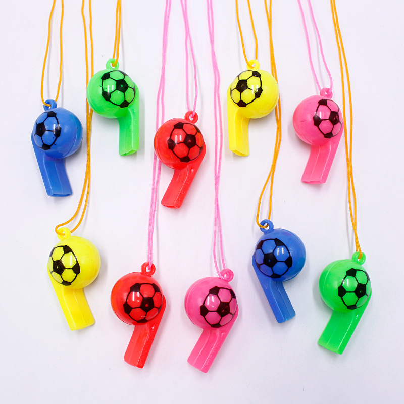 Copa del Mundo de fútbol silbato de plástico silbato sonriente árbitro silbato regalo para niños apoyos juguetes