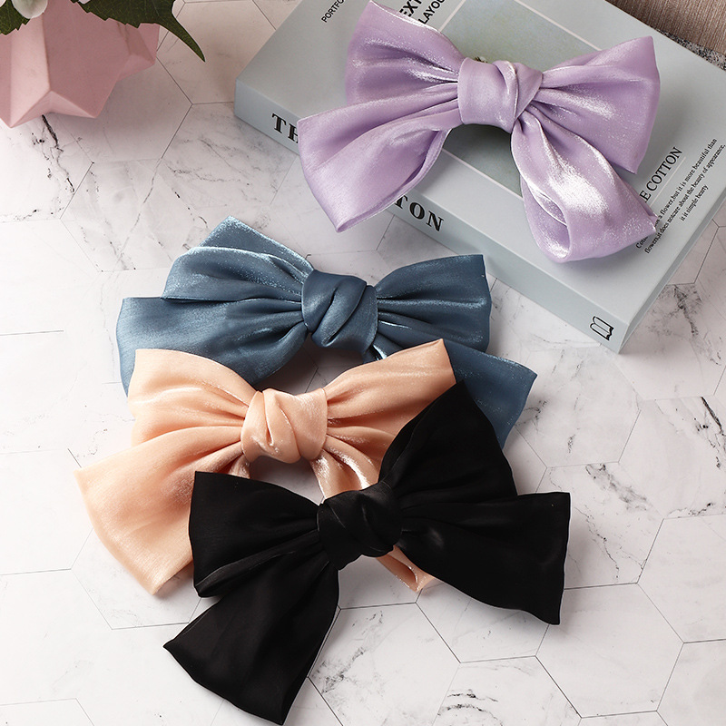 New French Pearlescent Satin Bow Hairpin display picture 1