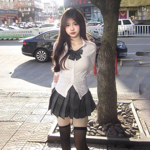 Maillard jk uniform suit long sleeve shirt plaid skirt pure full set of autumn and winter interior shirt women's waist top