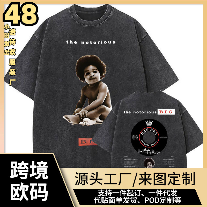 Vintage Notorious Big Prep Dead Popular Music Album Graphic T-Shirt Men Women Hip Hop Saying