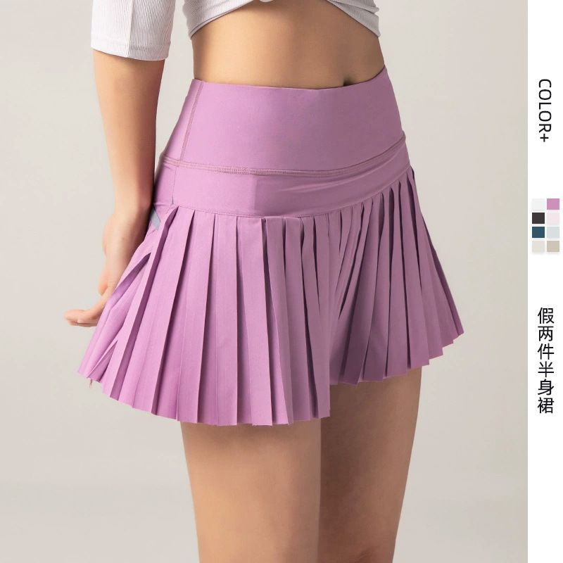 Summer Pleated Skirt Sports Running Shorts for Girls Fake Two-piece Skirt INS Sports Tennis Skirt