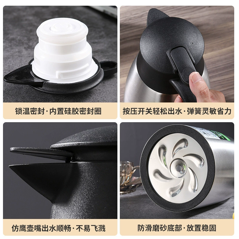 Чайник для воды с вакуумной изоляцией из нержавеющей стали 304, термос, европейский кофейник, термос, бытовой, 2 л, подарок, коммерческий логотип