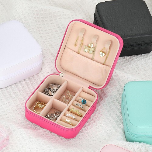 Zipper bag accessories earrings ear studs necklace rings jewelry portable storage box jewelry box jewelry organizer