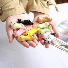 Cute cartoon animal ceramic chopstick holder, black cat, little panda, chopstick cushion, little frog, little pig creative pen holder