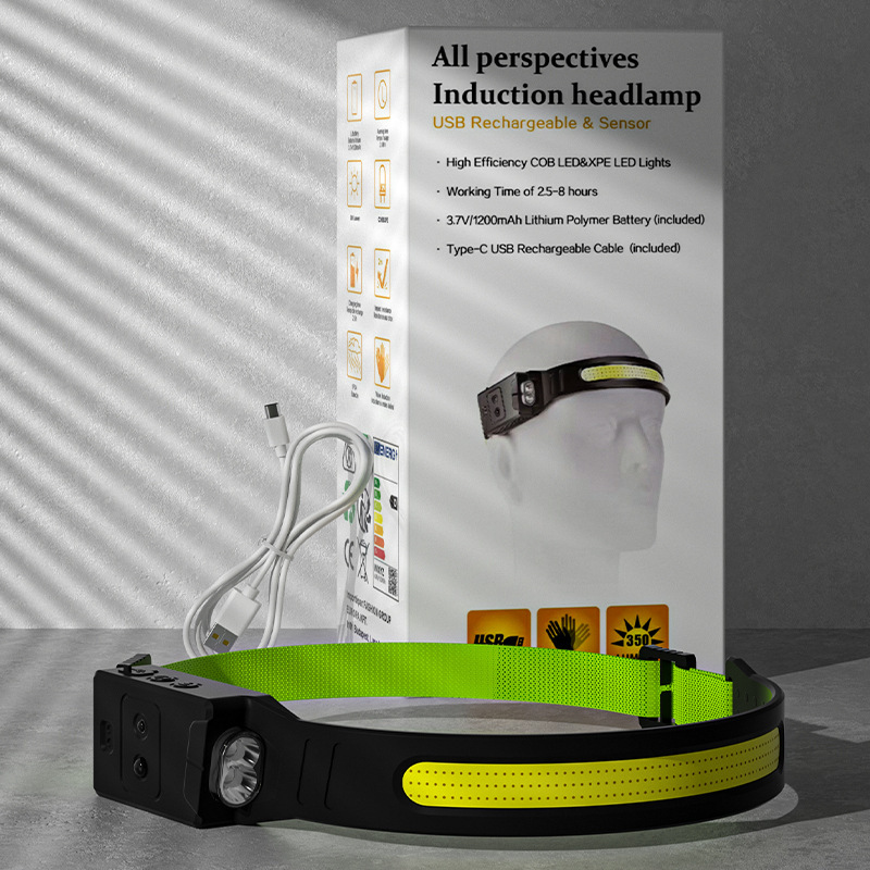 Amazon L200 faro fuerte luz de inducción faro LED blanco azul luz al aire libre correr noche pesca faro