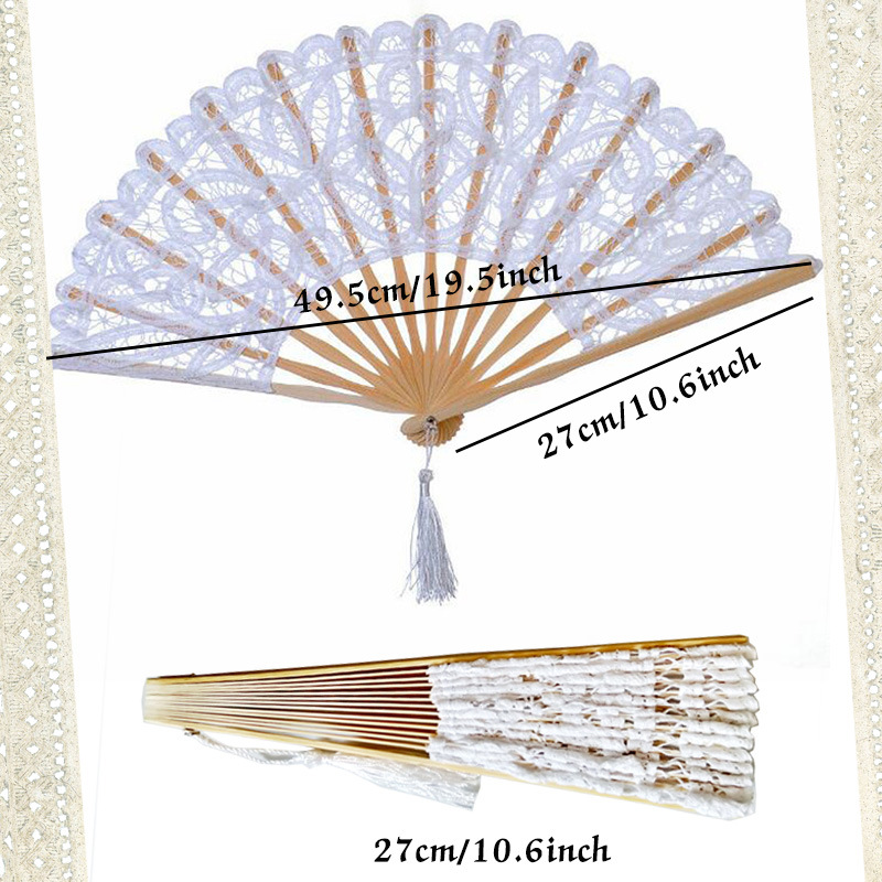 Ventilador de encaje europeo retro elegante dama ventilador de baile pro dama de honor ventilador de bordado de tela hecha a mano ventilador al por mayor