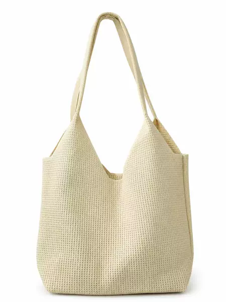 Knitted Tote Bag for Women, Large Capacity, Simple Commuter Handbag, Lightweight Woven Bag, Fashionable and Versatile Tote Bag