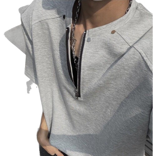 Men's Cleanfit Heavyweight Short-Sleeve American Street Style Rivet Design Casual T-Shirt