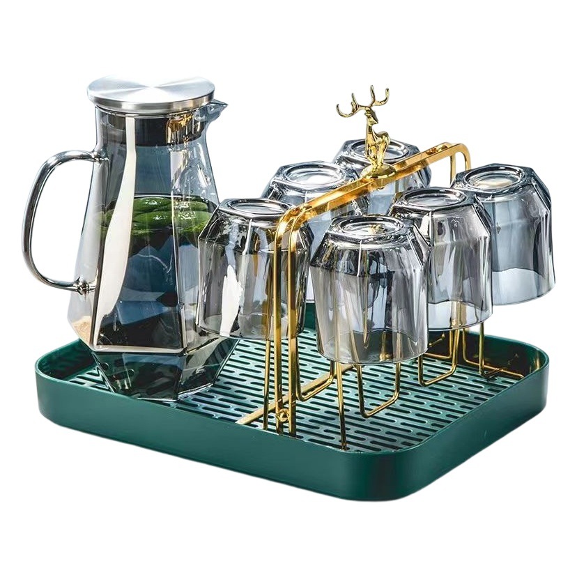 Diamond High Borosilicate Glass Water Kettle Set for Home Use in the Living Room, Hexagonal Handle Cup, Large Capacity, Minimalist Style Home Decor