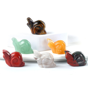 1686-1in Snail Crystal Agate Stone Mini Landscaping Carving Small Animal Semi-Precious Stone Snail Small Ornaments