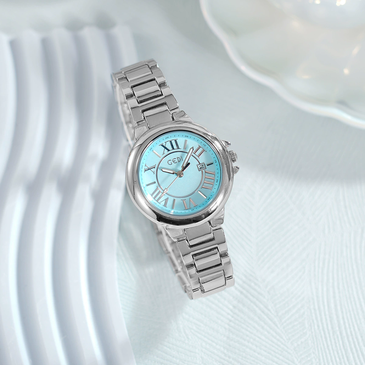 歌迪 Quartz watch, календарь, ретро сталь ремешок