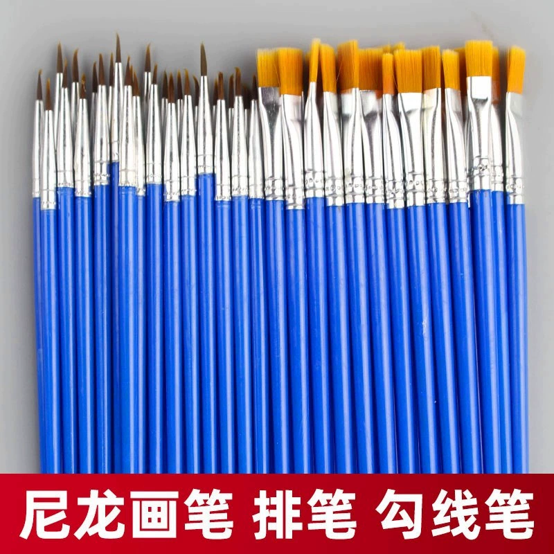 Нейлоновая кисть плоская кисть кисть цифровая масляная живопись кисть детская кисть гипсовая кукла акриловая краска крючка тонкая головка