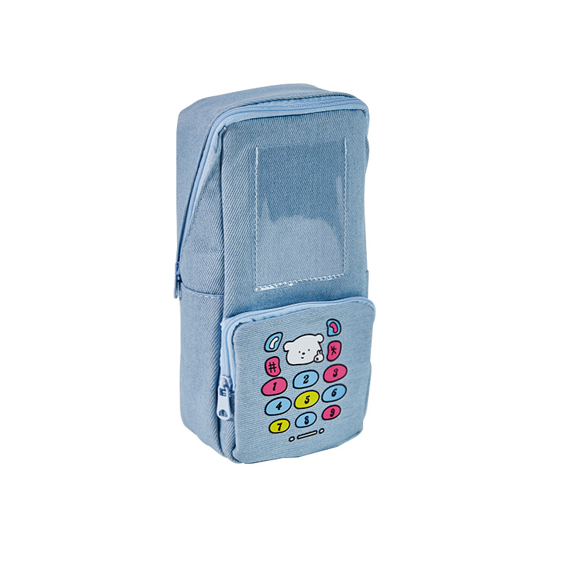 El nuevo estuche para lápices de llamada entrante de mezclilla de la suerte, modelo de nicho, estuche para lápices universal de gran capacidad, estuche para papelería, portalápices, dos en uno