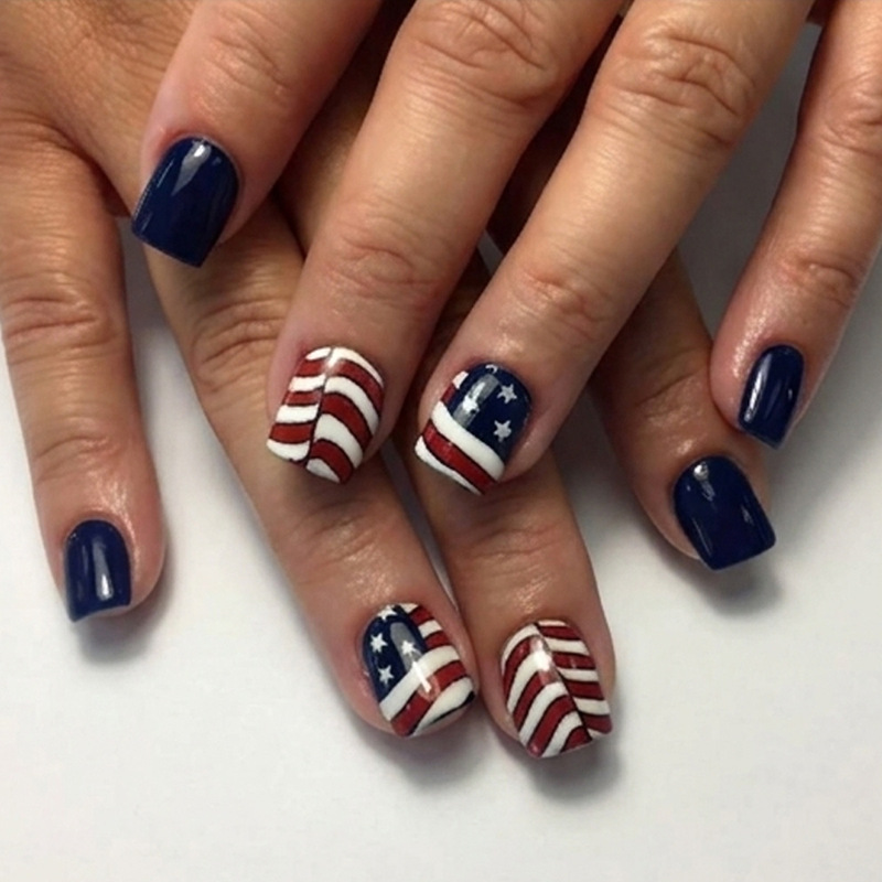 Dark Blue Short Square American Flag Pattern Design Independence Day Wearable Nail Art Nail Pieces Fake Nail Stickers Dark Blue Short Square American Flag Pattern Design Independence Day Wearable Nail Art Nail Pieces Fake Nail Stickers