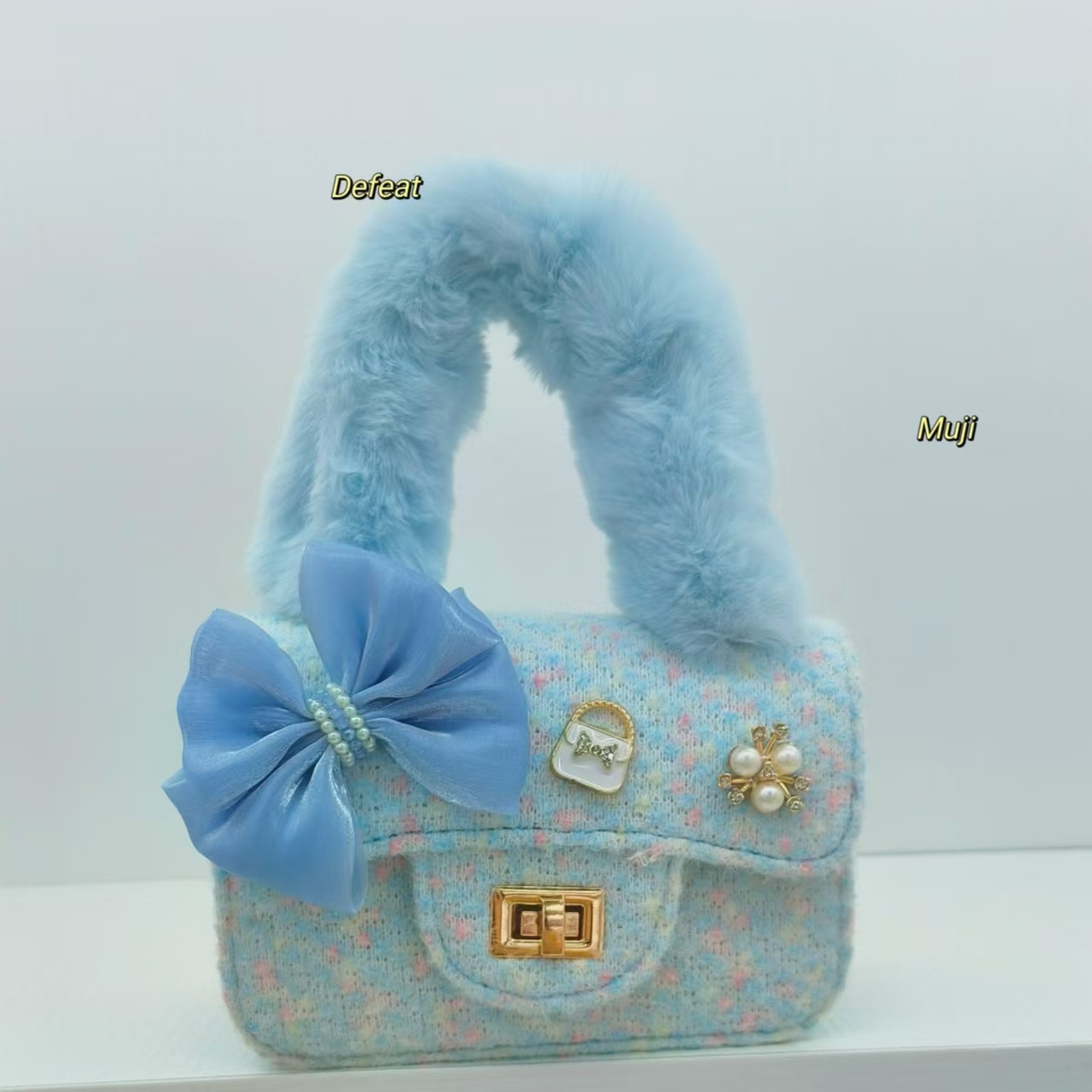 Bolsa de peluche de arco, bolso de princesa, bolso de hombro de niña, accesorios, bolso de cinturón, bolso de cambio