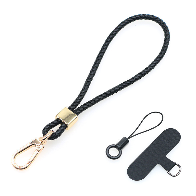 5MM de piel de oveja tejida junta de cordón de teléfono móvil de piel de vaca clip de teléfono móvil correa de la Cámara cuerda anti-perdido crossbody cuello cuerda