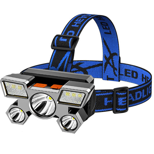 Five-head headlight cross-border strong light high brightness rechargeable portable night fishing long-range head-mounted mining LED far and near headlight