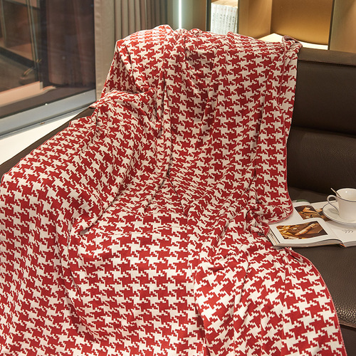 Yutu Textile Knitted Black and White Houndstooth Blanket Pure Cotton Blanket Quilt Nap Blanket Single Air Conditioning Blanket Sofa Blanket