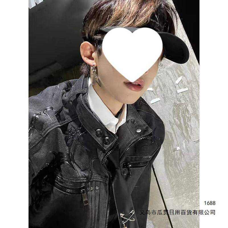 Cleanfit short denim jacket for men, autumn style, trendy brand, stylish and cool biker jacket, designer workwear jacket, black Cleanfit short denim jacket for men, autumn style, trendy brand, stylish and cool biker jacket, designer workwear jacket, black