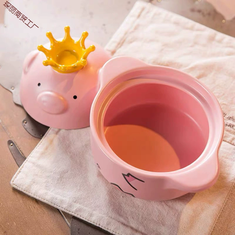Кастрюля Hey Pig, креативная керамическая запеканка, милая мультяшная розовая двулысная, для дома, открытый огонь, газ